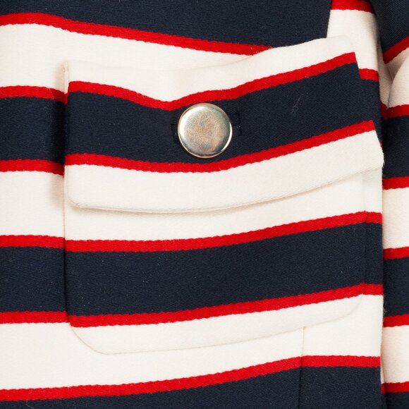 Valentino Resort 2014 White & Navy Striped Wool & Silk Peplum Jacket - Picture 6 of 11